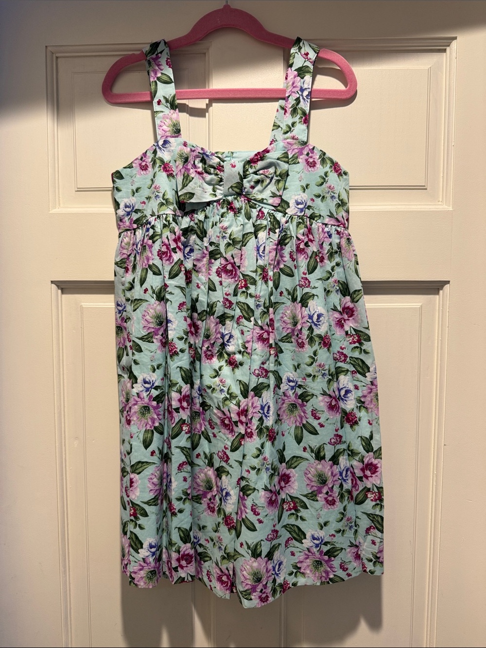 Janie and Jack Mint Floral Bow Sundress in Pink and Purple